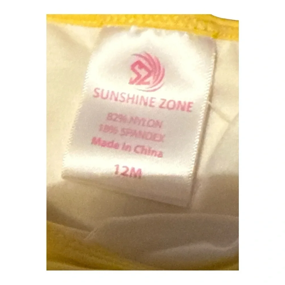 Kids Yellow and Pink Ruffle Swim Suit Bikini Size 12 months UPF 50